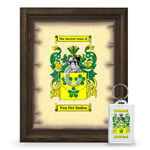 Van Der linden Framed Coat of Arms and Keychain - Brown